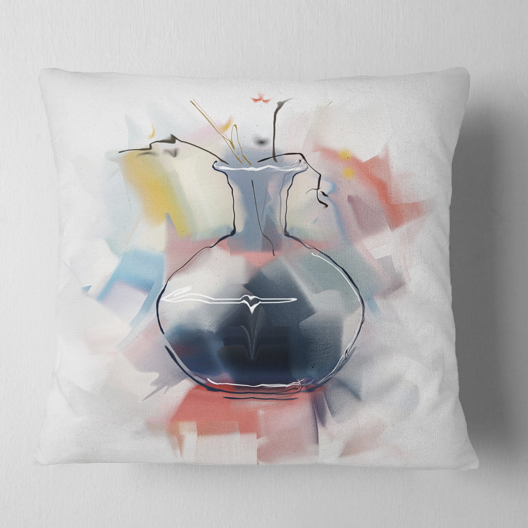 Designart Abstract Flowers in Vase - Floral Throw Pillow - 18x18