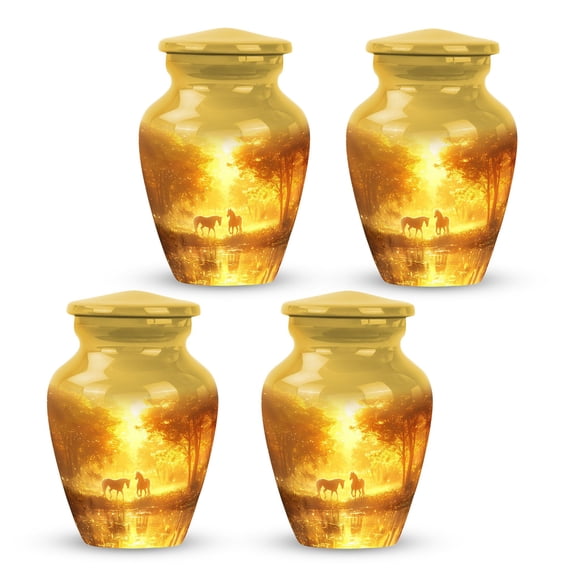 Golden Forest Serenity Urns For Adult Male Dad - Burial Urns For Adult Ashes - Small Urns For Human Ashes Keepsake - Cremation Urns For Ashes - Miniature Urns For Human Ashes (Size -3",4Pc)