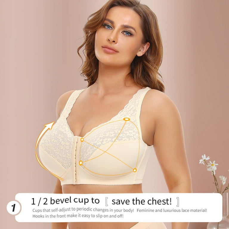Front Closure Bras for Women Wireless Comfy Post Surgery Padded Support  Full Coverage Bra Fitness Easy Close T-Shirt Bra Everyday Basic Bralettes  with