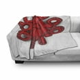 thumbnail image 3 of Octopus Soft Flannel Fleece Throw Blanket, Kraken Animal Shadow Tropical Seafood Marine Tentacle Simple Design Artwork Print, Cozy Plush for Indoor and Outdoor Use, 50" x 70", Red, by Ambesonne, 3 of 6