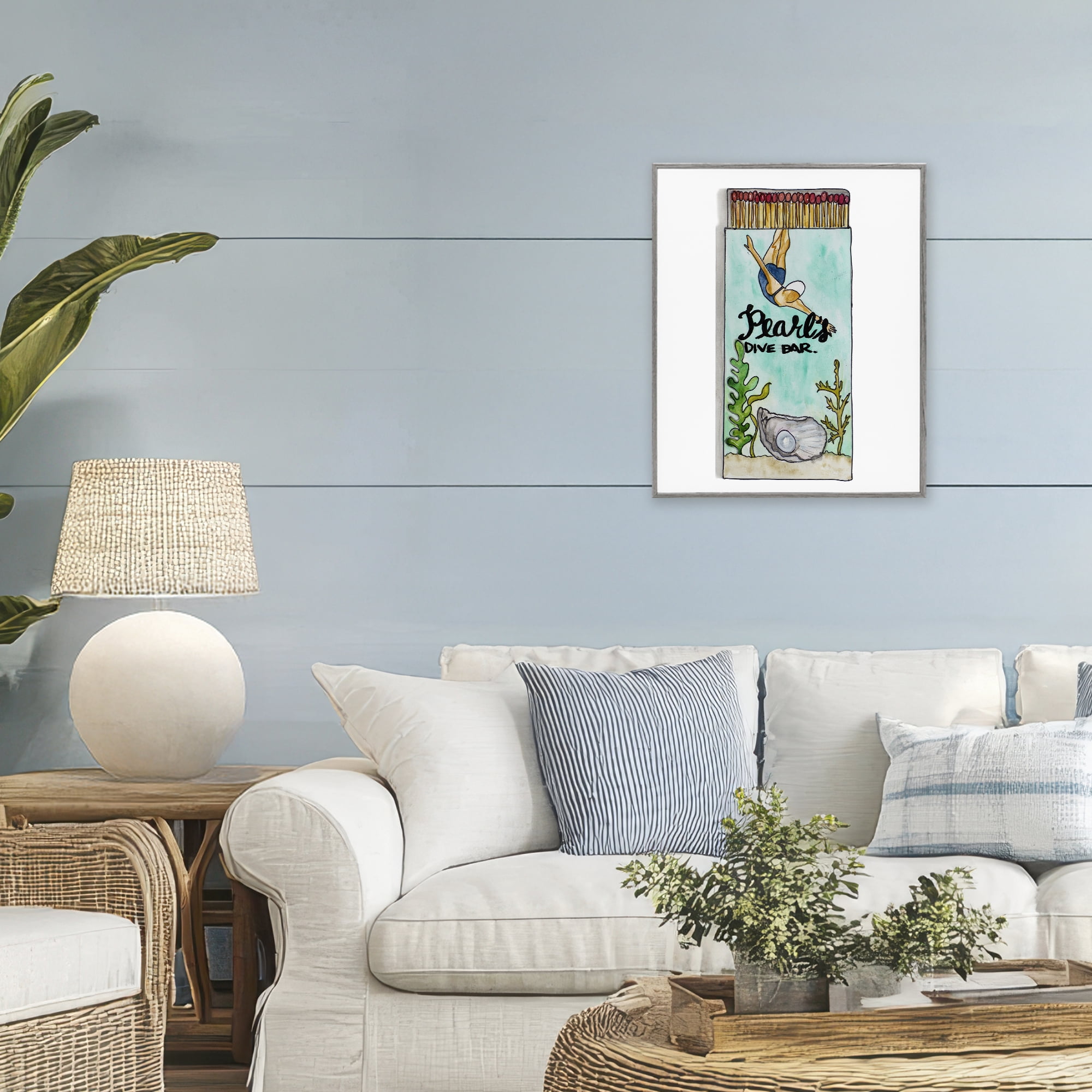 Stupell Industries Pearl Dive Matchbook Gray Framed Giclee Art, design by Nola James
