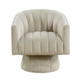 thumbnail image 2 of Miekor Furniture Taupe Velvet Accent Chair Modern Luxury Living Room Furniture, 1pc Swivel Chair Comfortable Barrel Back 73512, 2 of 11