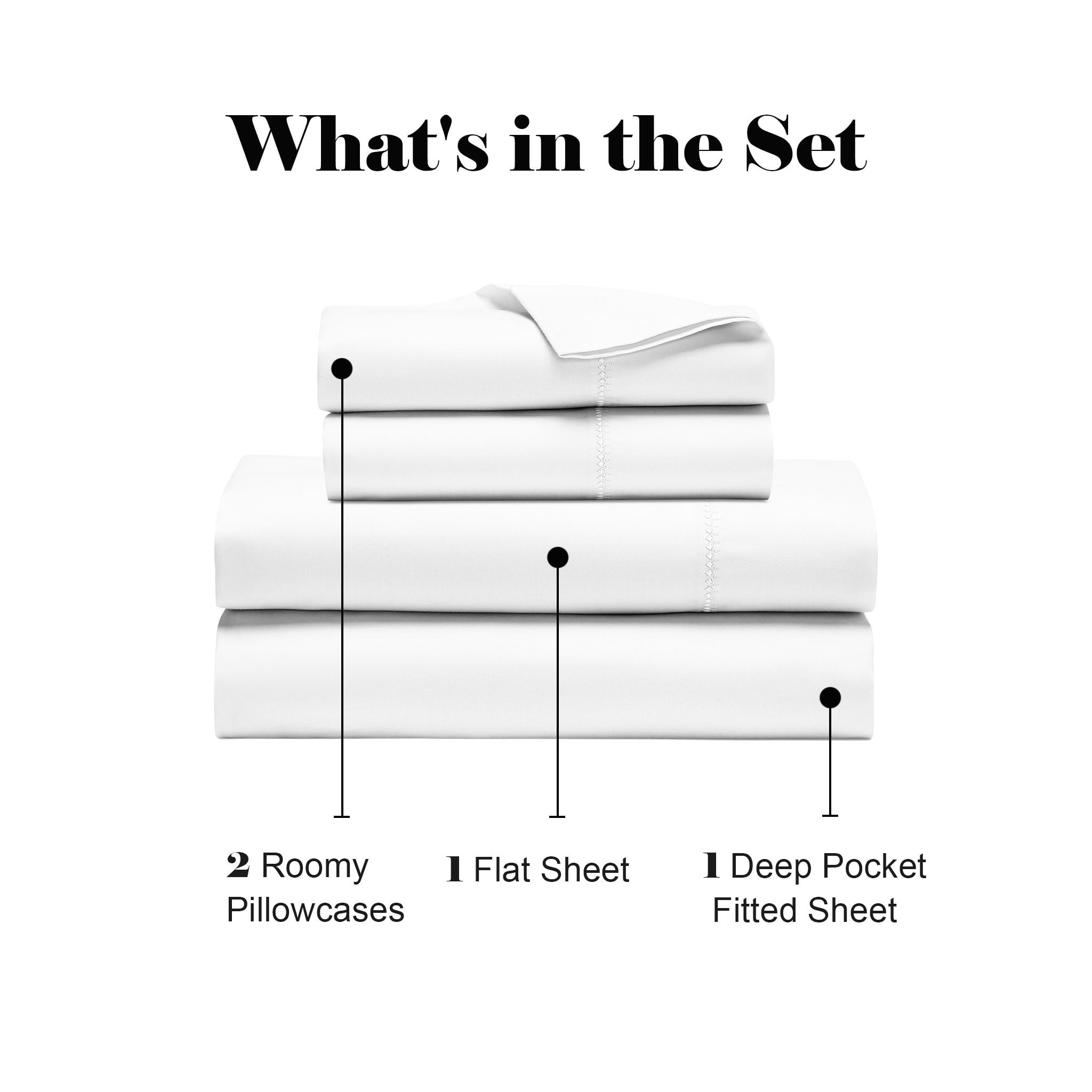 Superior Cotton Blend 600 Thread Count Embroidered Sheet Set, Split King, White