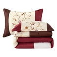 thumbnail image 3 of Marina Decoration Home Decor Ultra Soft Luxury Fluffy Goose Down Alternative Bedding Printed Comforter Set, Modern Burgundy Cosmos Floral Pattern, 3 of 5