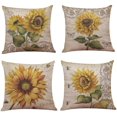 thumbnail image 1 of Juego de 4 fundas de cojín decorativas navideñas de 18.0 x 18.0 in, cuadradas, de lino y algodón, para sofá, sofá, cama y coche (girasol) JAMW Sencillez, 1 of 5