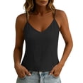 thumbnail image 2 of SSZMDLB Women Sleeveless Tank Tops V Neck Summer Basic Tee Casual Soft Cotton Shirt Vest Camisole Solid Color Vacation Outfits Workout Clothes, Black L, 2 of 7