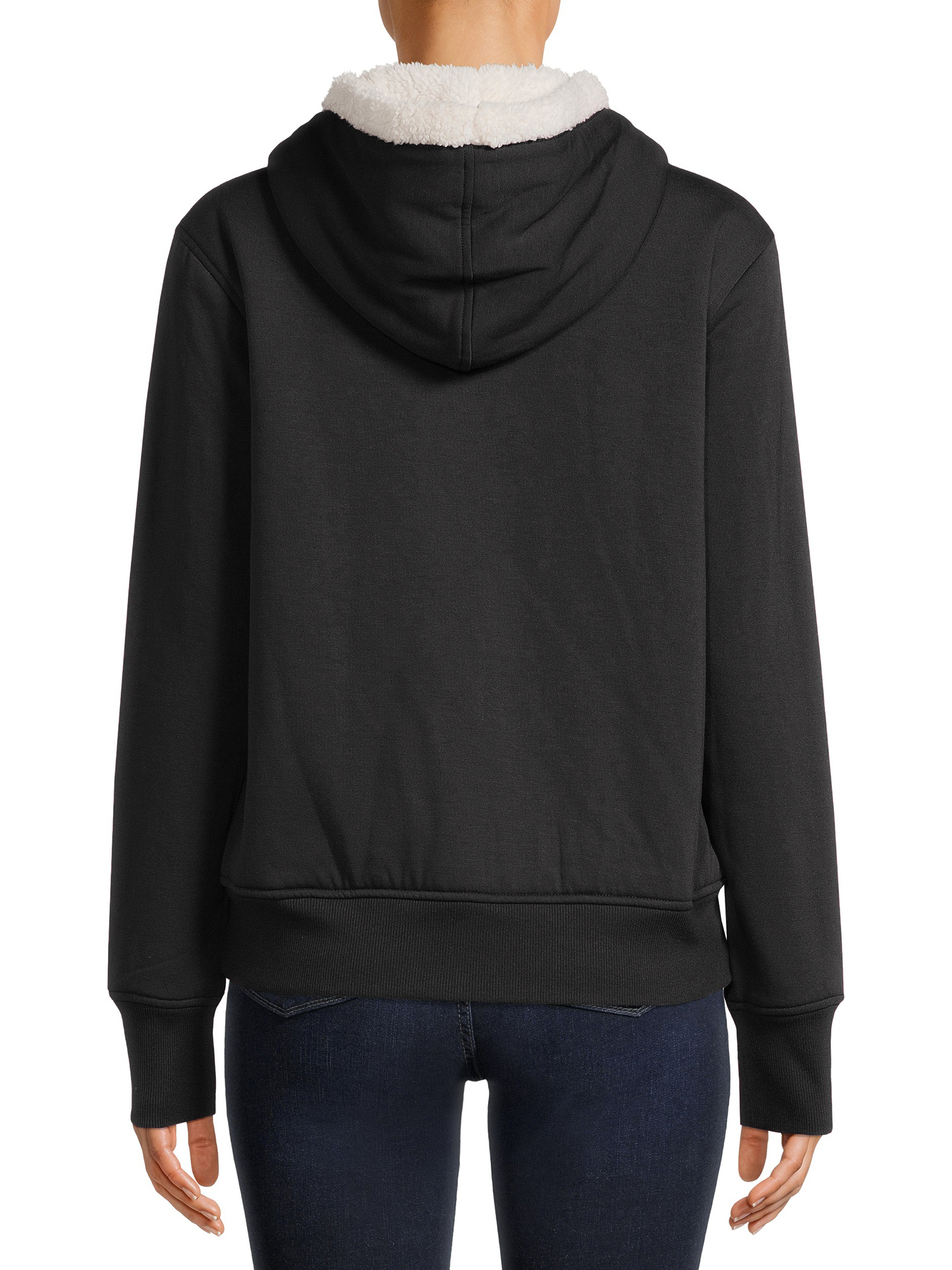Time and Tru Women's and Plus faux shearling-Lined Sport Hoodie