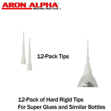 Aron Alpha-Hard Rigid Dispensing Tips (Push-On & Luer-Lock) (12-Pk) for Small-Diameter Super Glue (Best Krazy Glue For Plastic)