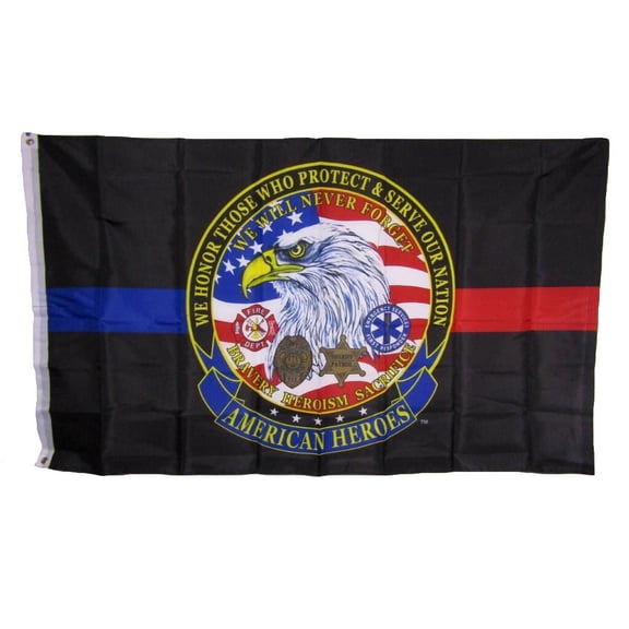 3x5 We Honor Who Protect Serve American Heroes Thin Blue Red Line Flag 3'x5'