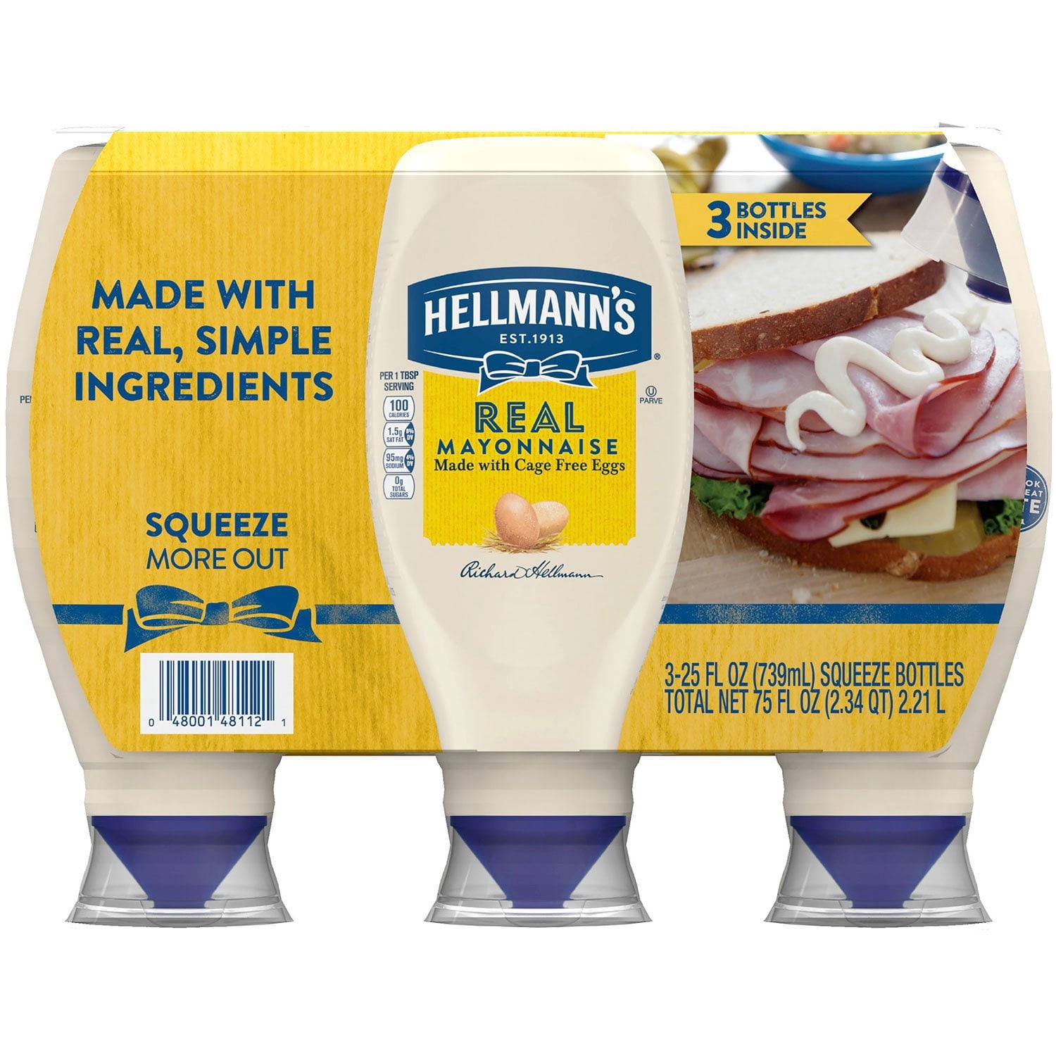 Hellmann's Real Mayonnaise, 25 oz., 3 pk. with bowl by OMA