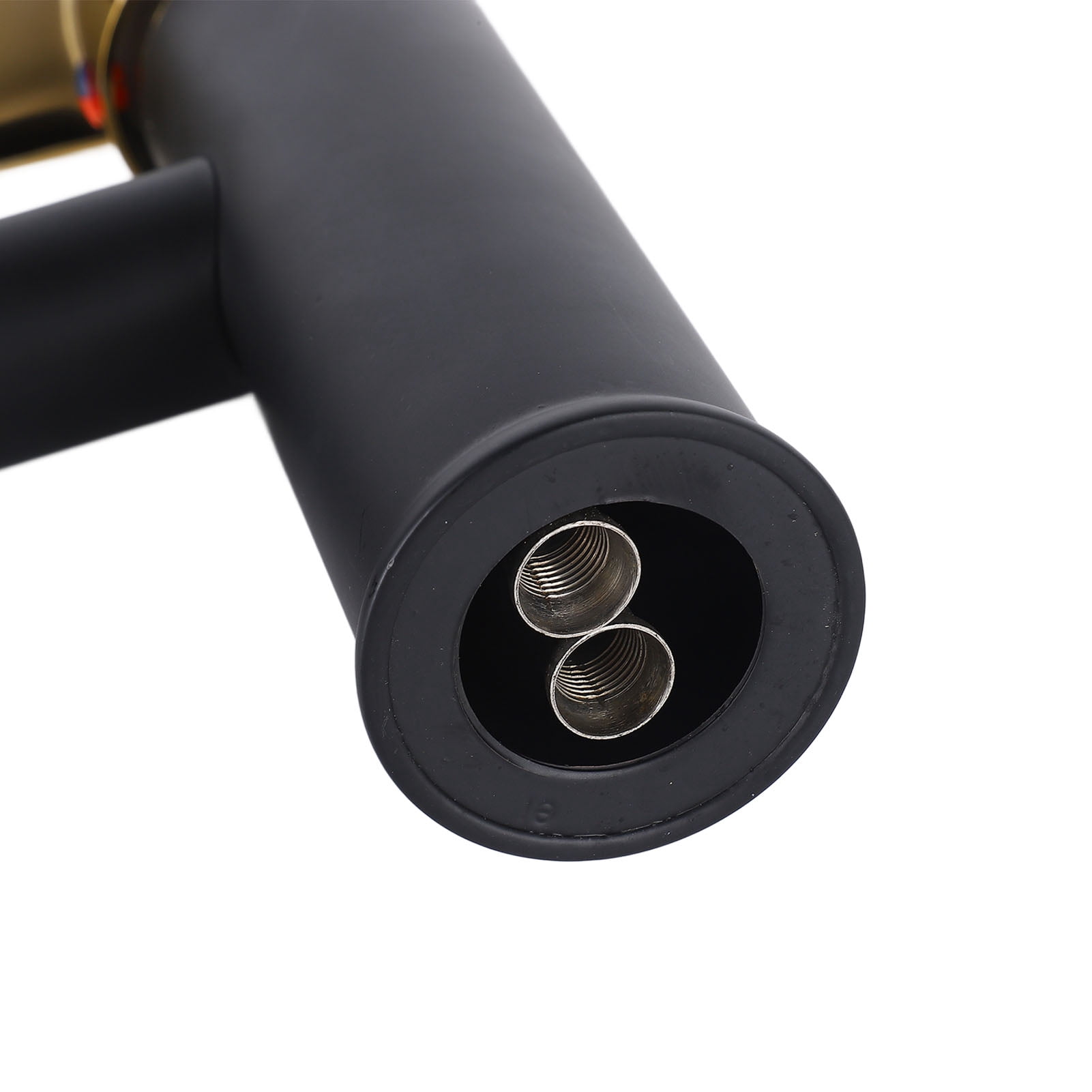 YAHHU Bathroom Sink Faucet Single Hole Single Handle Hot Cold Stainless Steel Basin Mixer Tap Black Gold with 23.6 in / 60 cm Inlet Pipes