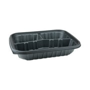 Pactiv Evergreen EarthChoice Entree2Go Takeout Container, 3-Compartment, 48 oz, 11.75 x 8.75 x 2.13, Black, 200/Carton -PCTYCNB12X95203
