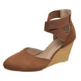 thumbnail image 6 of Rokment Strappy Wedge Heeled Dressy Shoes for Women Ladies 2026 Summer Fall Fashion Casual Pointed Closed Toe Ankle Strap Dress High Heels Sandals Bride Wedding Business Work Brown Size 9, 6 of 8