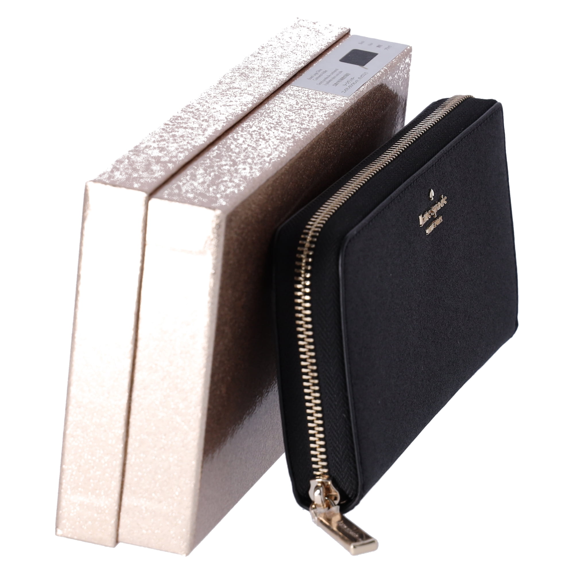 Kate Spade Shimmy Tinsel Glitter Boxed Large Continental Wallet Black Glitter