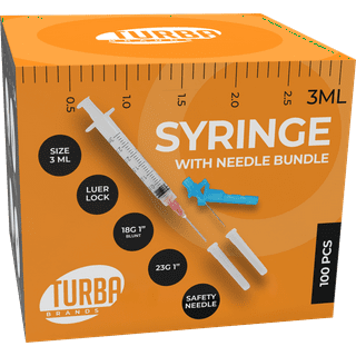 3ml Syringe with Needle - 23G, 1 Needle 50-Pack