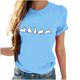 thumbnail image 5 of Tops de Cuello Alto para las Mujeres Amante Impreso Camiseta Cuello Redondo Manga Corta, Poliéster Spandex, 5 of 7