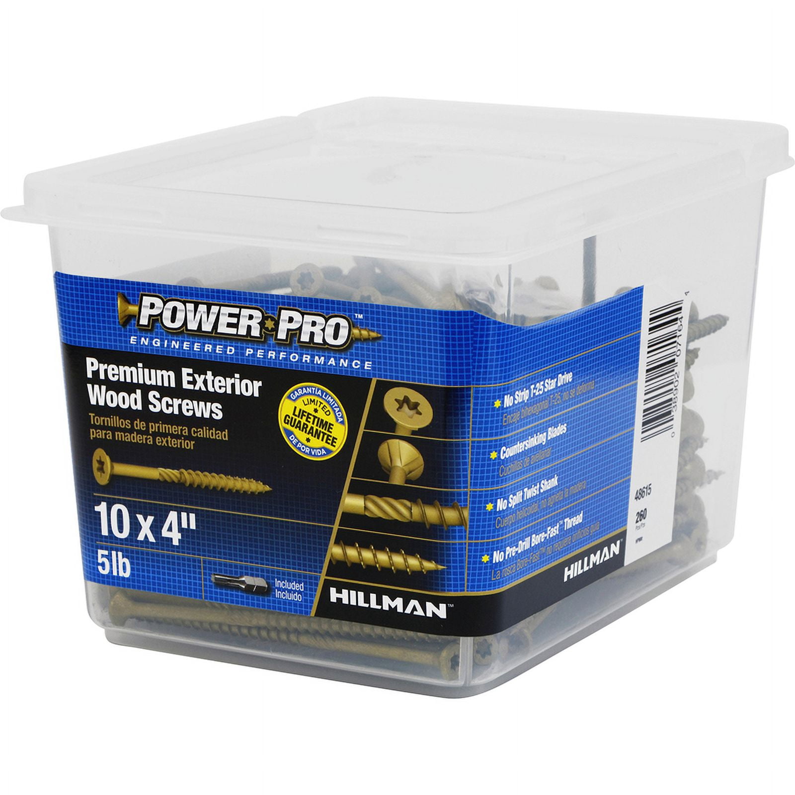 Hillman 48615 10 x 4 in. T-25 Power Pro Premium Exterior Wood Screw, Bronze - 5 lbs Per Box