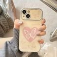thumbnail image 2 of Cute Butterfly Pink Love Heart Silver Plated Edge Soft  for iPhone Case (White,iPhone 14 Pro), 2 of 5