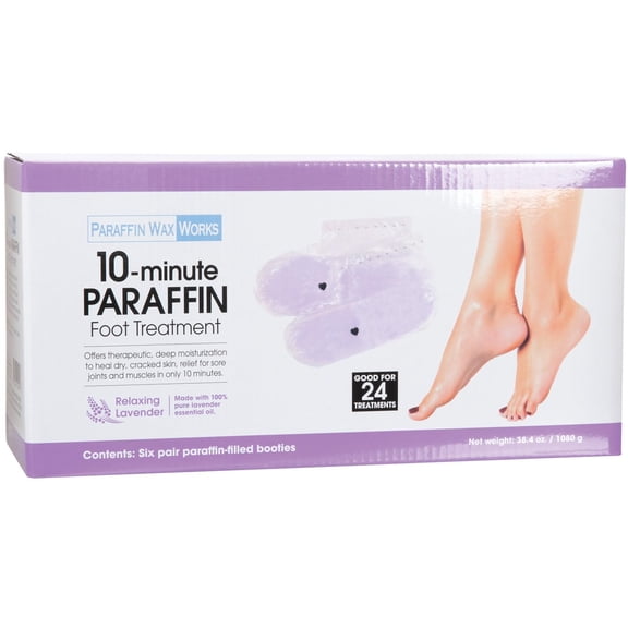 Paraffin Wax Works 10-Minute Paraffin Foot Treatment, Relaxing Lavender, Spa and Home Treatment Booties, Pack of 6-Pairs