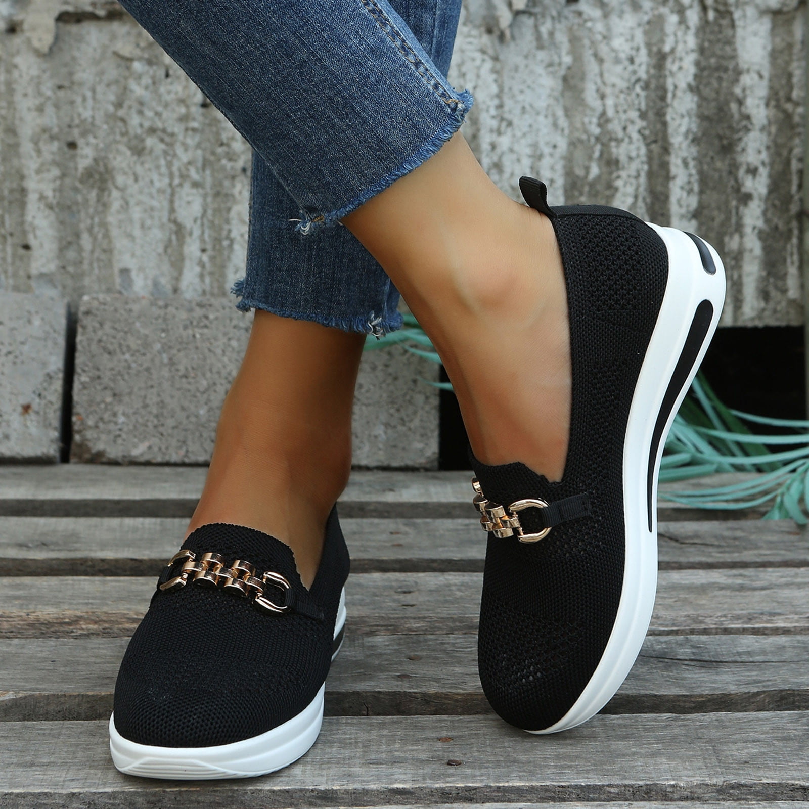 CAICJ98 Tennis Shoes Womens Womens Canvas Shoes Low Top Fashion Sneakers Slip on Walking Shoe,Black