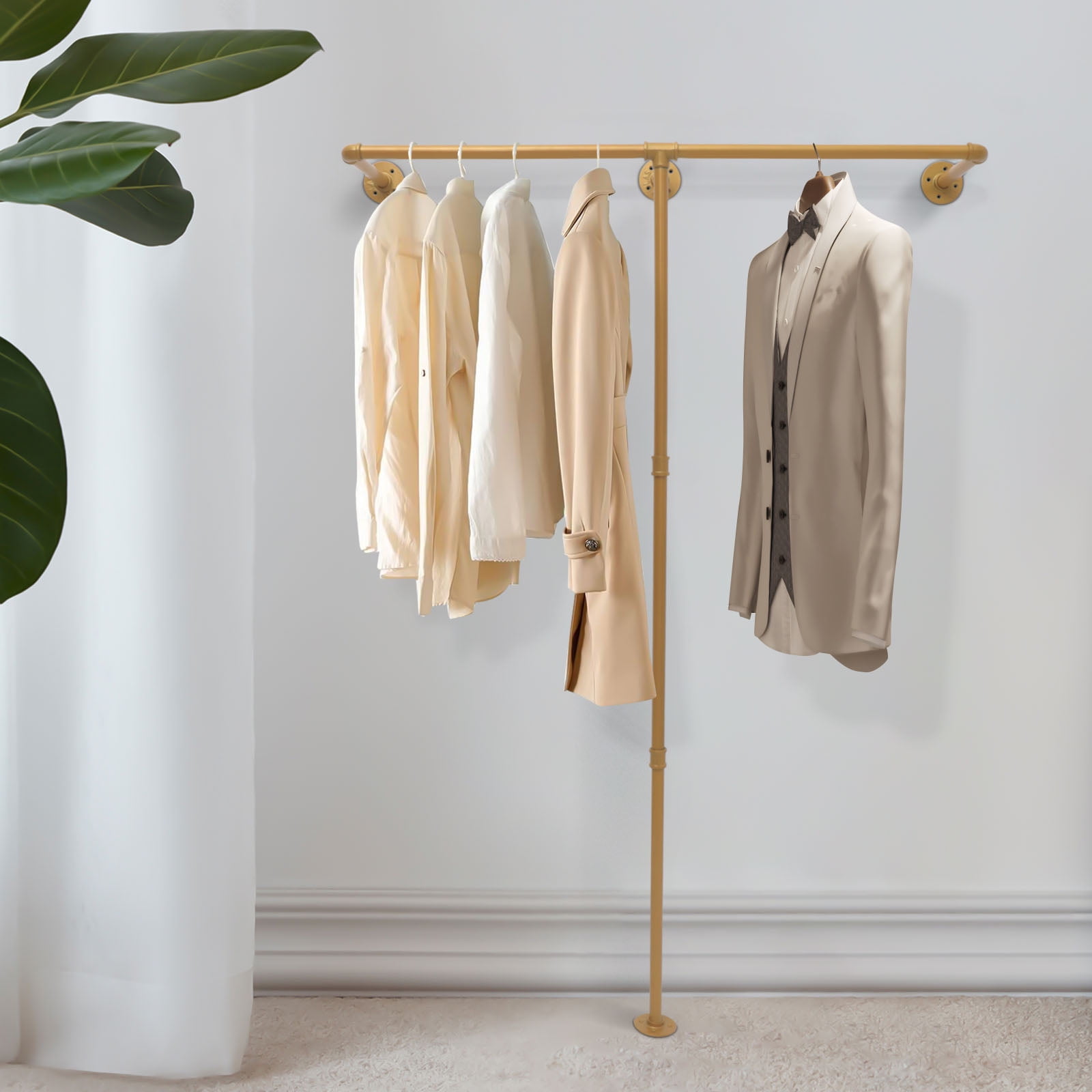 Miumaeov Industrial Pipe Clothes Rack , Heavy Duty Wall Mounted Garment