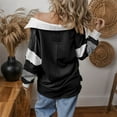 thumbnail image 2 of vdgthytj Womens Oversized Sweatshirt Striped Color Block Lapel Long Sleeve Pullover Top Trendy Fall Clothes, 2 of 5