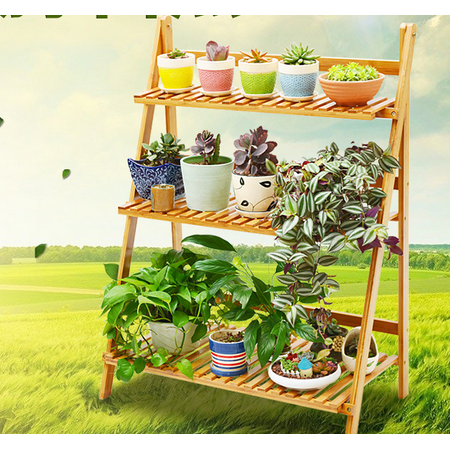 EECOO Multi Layer Foldable Flower Plant Pots Rack for Balcony Living Room Garden (Best Vegetables For Balcony Garden)