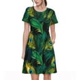 thumbnail image 1 of Bixox Robe d'Été à Manches Courtes pour Femmes Robe Ample Longueur Genou avec Poches-Peacock Feathers2, 1 of 7