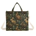 thumbnail image 7 of FORMRS Womens Corduroy Tote Bag Crossbody Shoulder Purse Handbag with Detachable Strap, Brown Floral Rabbits Pattern, 7 of 7