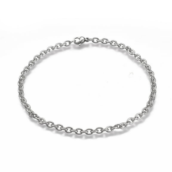 Tarnish Resistant 304 Stainless Steel Cable Chain Anklets with Lobster Claw Clasp Stainless Steel Color 9-7/8 inch(25cm)