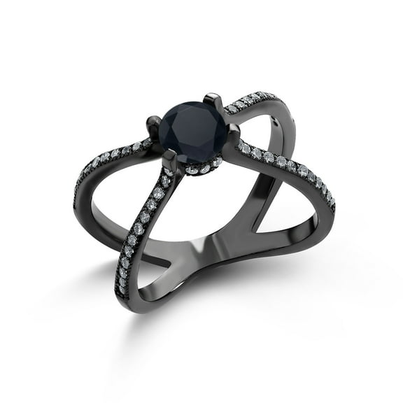 Gem Stone King 2.08 Ct Round Black Zirconia 925 Sterling Silver Ring (Size 5)