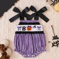 thumbnail image 2 of Vdoaml Baby Girl Halloween Outfit Newborn Spaghetti Straps Romper Infant Holiday Party Smocked Bodysuit Purple 3-6 Months, 2 of 5