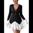 thumbnail image 1 of Minivestidos de Mujer con Escote en V, Larga, Holgados, Cintura Alta, Ajustados, Corte A, para Cóctel o Invitada de Boda Negro XL, 1 of 9