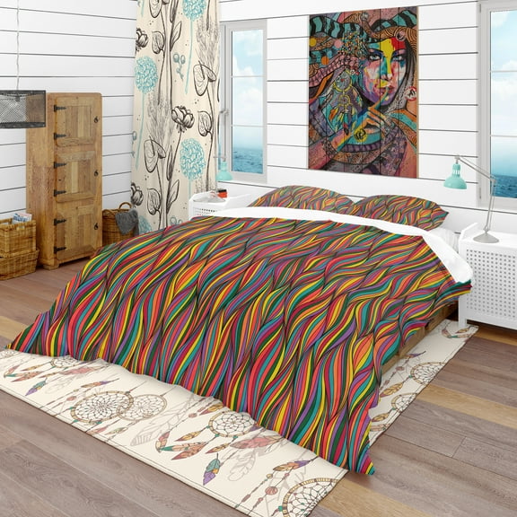 Designart 'Gorgeous Wave' Bohemian & Eclectic Duvet Cover Set