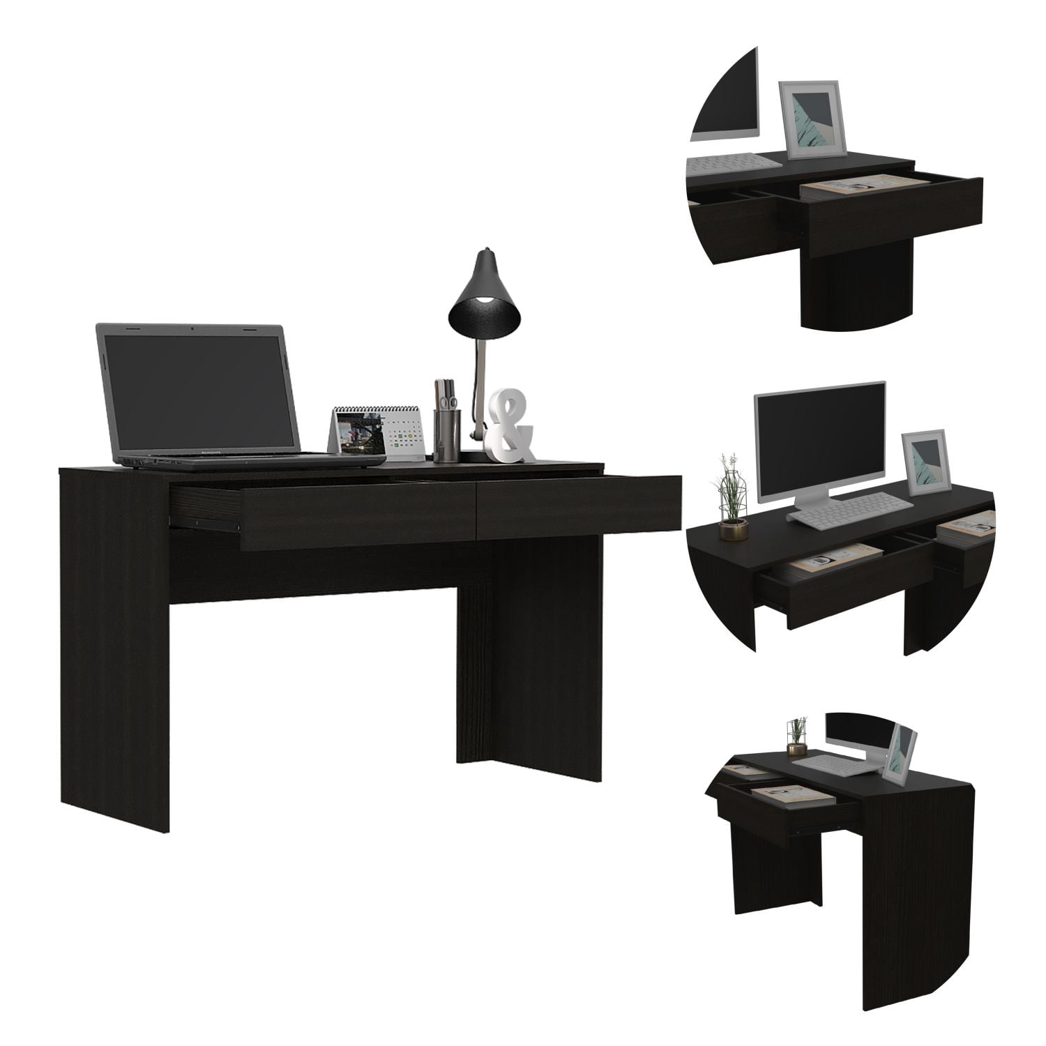 Asteroutdoor Wenge 2-Drawer Computer Desk