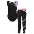 thumbnail image 2 of Yeahdor Kids Girls Sports Suit Gymnastics Workout Leotard with Legging Pants Gym Suit Shiny Rhinestones Ballet Bodysuit Set Pink Heart 14, 2 of 7
