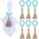 thumbnail image 1 of servilleteros de cuentas de madera, elásticos, estilo rústico, con borlas, estilo bohemio, para mesa de comedor y decoración de bodas., 1 of 6