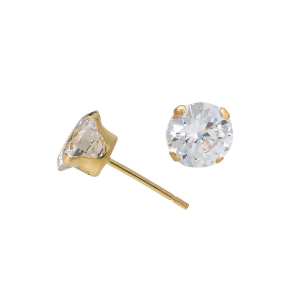 Brilliance Fine Jewelry - 10kt Yellow Gold 5mm Round CZ Stud Earrings ...