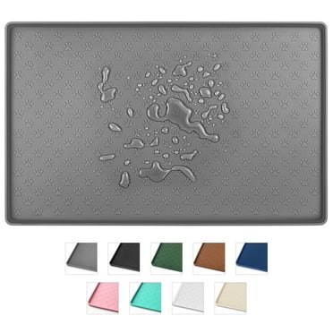 Silicone Dog Food Mat, Pet Placemat for Prevent Feeding Spills, Waterproof Dog Bowl Mats for Food and Water, Cat Food Mat for Pet Feeder, Gray