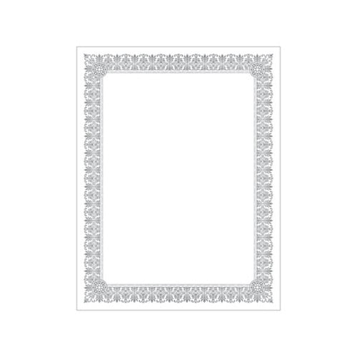 Premium Certificates White, Fleur Silver Foil Border, 66 lb, 8.5 x 11, 15/Pack