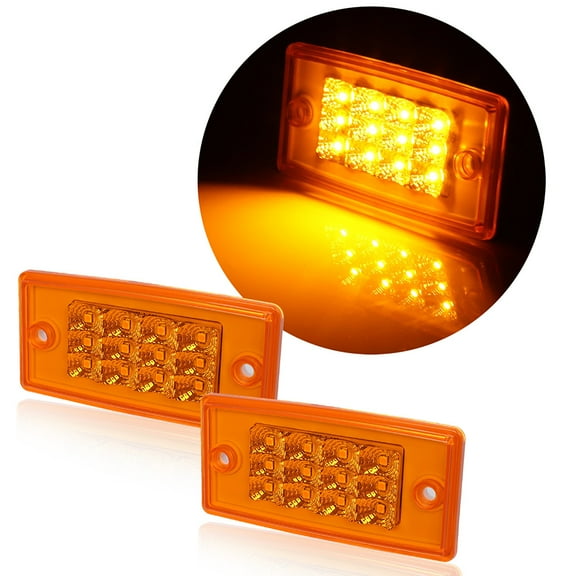 SCITOO 2pcs Amber Turn Signal Light Assembly 12V 12LED Side Fender Marker Indicator Light Clearance Lights Waterproof Compatible with Truck Bus Boat SUV ATV Trailer Universal