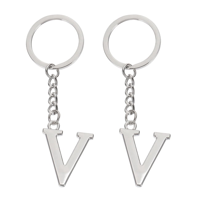 Llaveros de letra inicial Uxcell Letra A-Z Llaveros de alfabeto Colgante en forma de V para mochila, bolso, plata 2Pcs