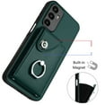 thumbnail image 2 of Wallet Case Compatible for Samsung Galaxy S21 FE with Card Holder, Rotation Finger Ring Kickstand Card Slots Case, Classic PU Leather Shockproof Magnetic Button Cover for Galaxy S21 FE, Green, 2 of 6
