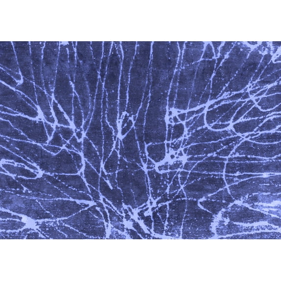 Ahgly Company Machine Washable Indoor Rectangle Abstract Blue Modern Area Rugs, 2' x 4'