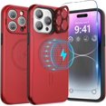 thumbnail image 1 of HAHDAXIA Étui iPhone 15 Pro Compatible avec MagSafe, avec Protection de Caméra, Fenêtre et Béquille, Étui Magnétique avec Protecteur d'Écran pour iPhone 15 Pro (Rouge), 1 of 7