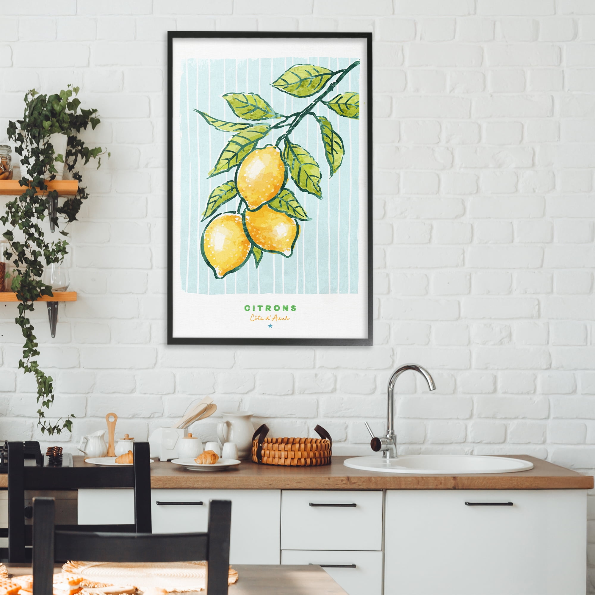 Stupell Industries Modern Bistro Lemons Black Framed Giclee Art, design by Chad Barrett