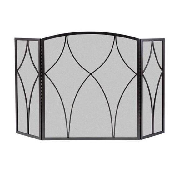 Panacea Products 249039 33.5 x 48 in. 3 Panel Diamond Style Fireplace Screen, Black