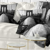 Designart Dark Brooklyn Bridge - Cityscape Photo Throw Pillow - 12x20