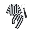 thumbnail image 2 of Musuos Toddler Boys Fall Outfits 6M-4Y Stripe Long Sleeve Sweatshirts Long Pants Necktie 3Pcs Clothes Set, 2 of 9