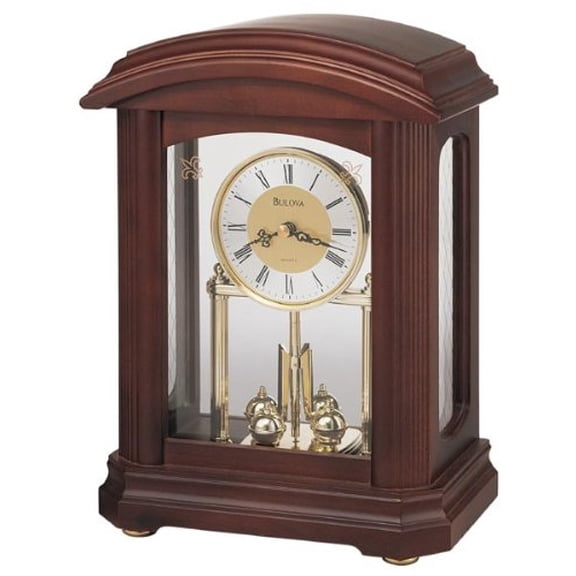 Bulova B1848 Nordale Tabletop Hardwood Mantel Desk Clock with Pendulum, Walnut